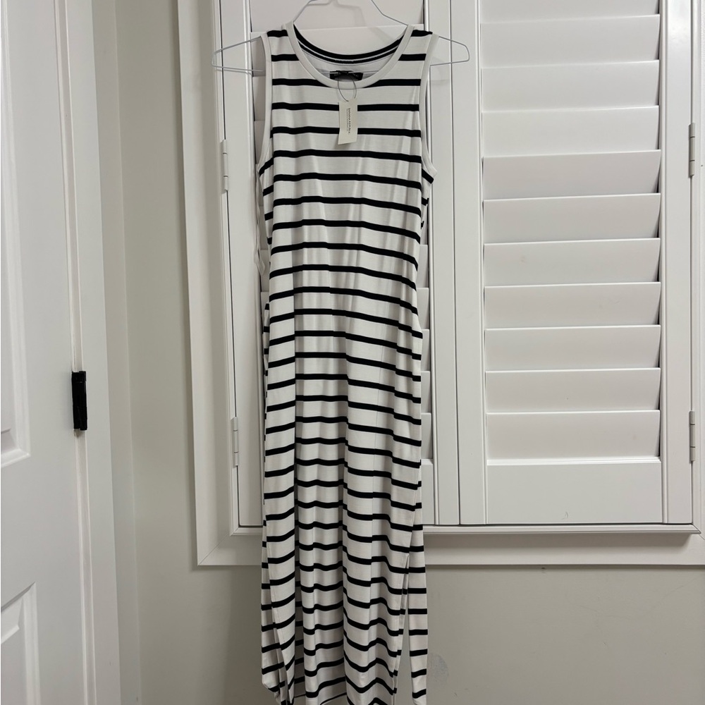 Banana Republic Black and White Striped Maxi Dress